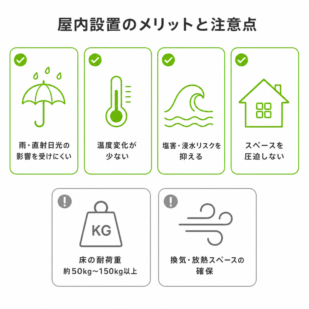 屋内設置のメリットと注意点のイメージ画像
