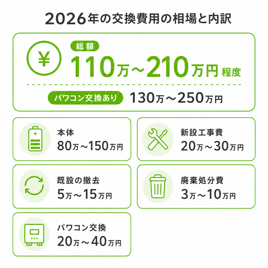 蓄電池の交換費用はいくら?2026年の相場と内訳のイメージ画像