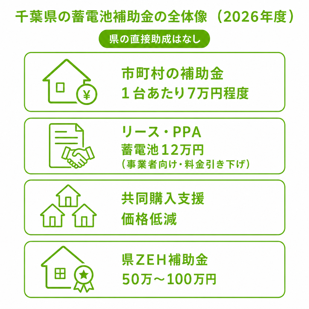 千葉県の蓄電池補助金（2026年度）の全体像のイメージ画像