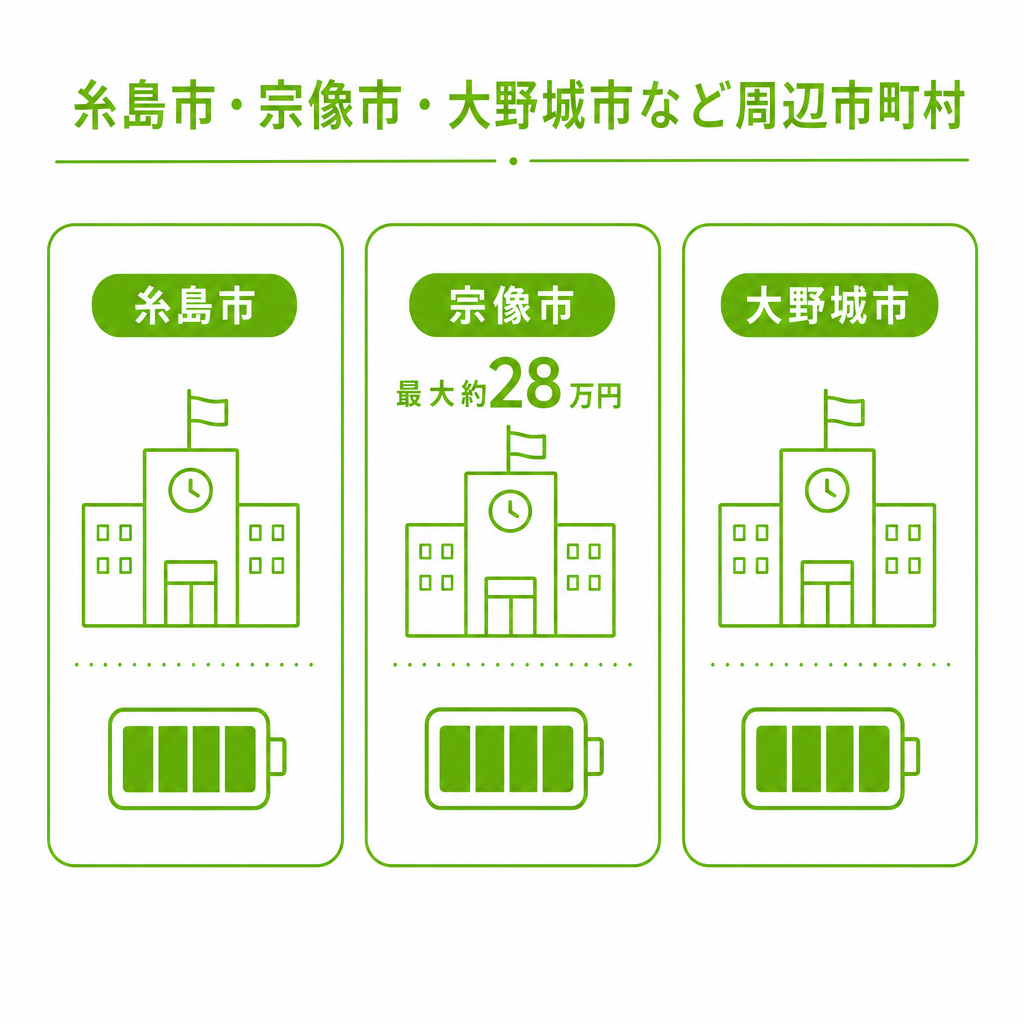 糸島市・宗像市・大野城市など周辺市町村の助成のイメージ画像