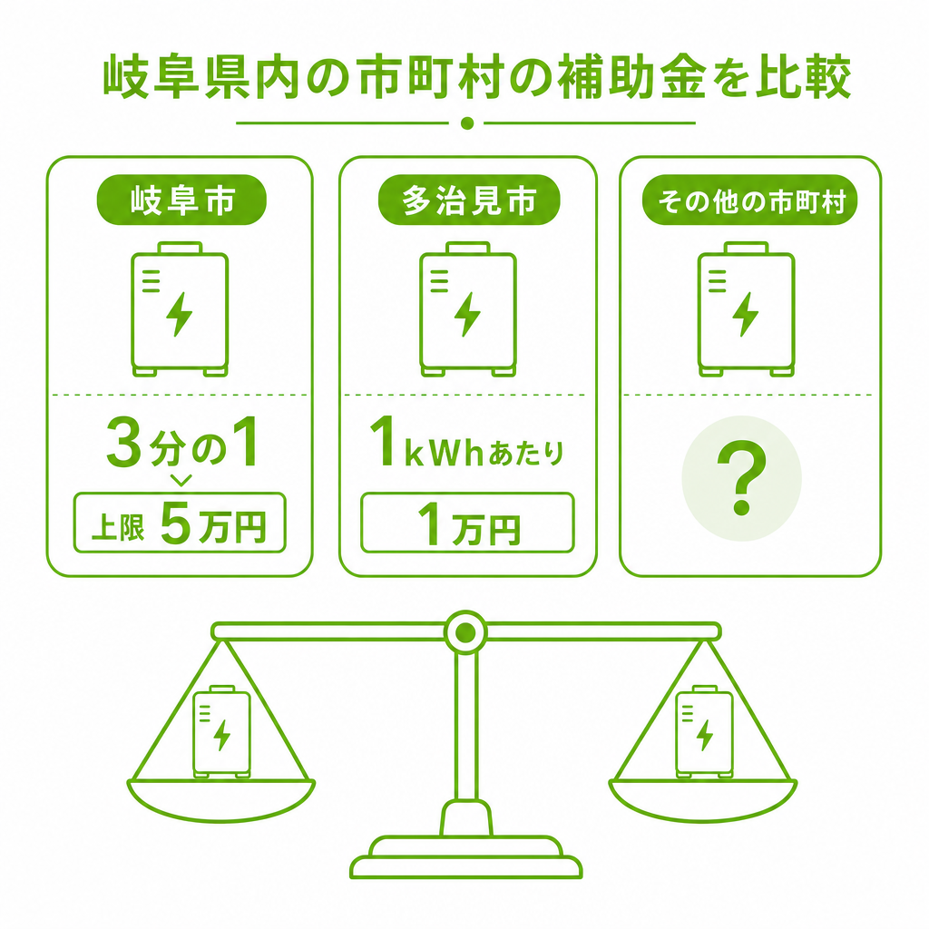 岐阜県内の市町村の蓄電池補助金を比較のイメージ画像