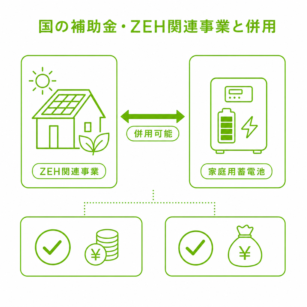 国の補助金・ZEH関連事業と併用のポイントのイメージ画像