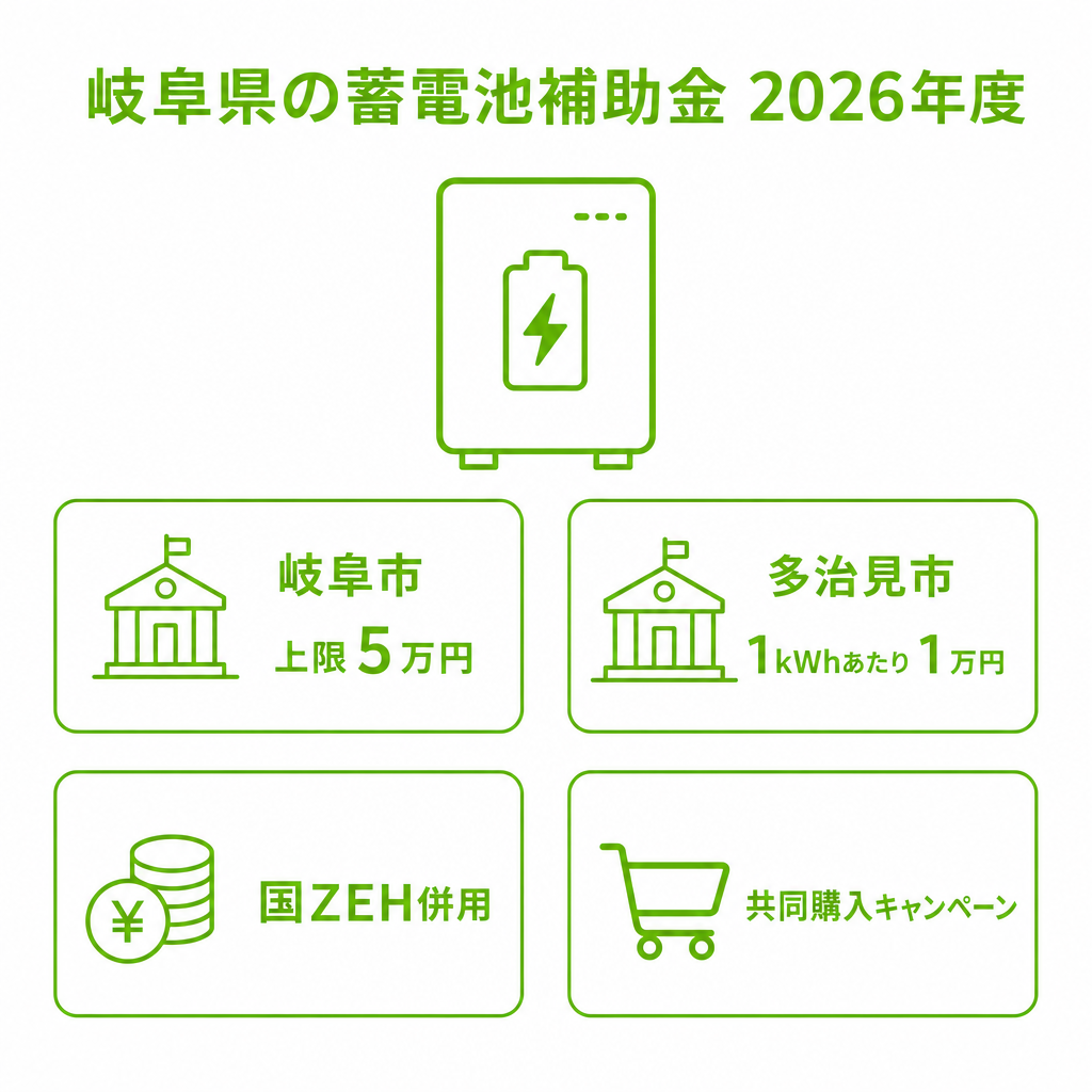 岐阜県の蓄電池補助金（2026年度）｜助成額・条件・申請方法を解説のアイキャッチ画像