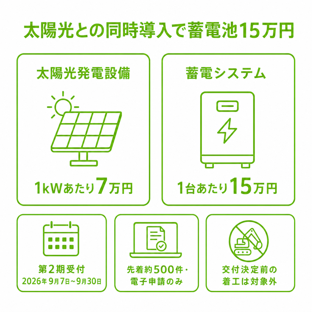 神奈川県の補助金は太陽光との同時導入で蓄電池15万円のイメージ画像