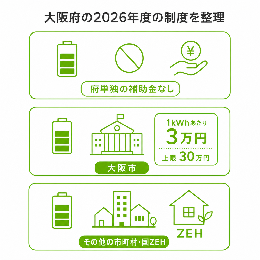 大阪府の蓄電池補助金はある？2026年度の制度を整理のイメージ画像