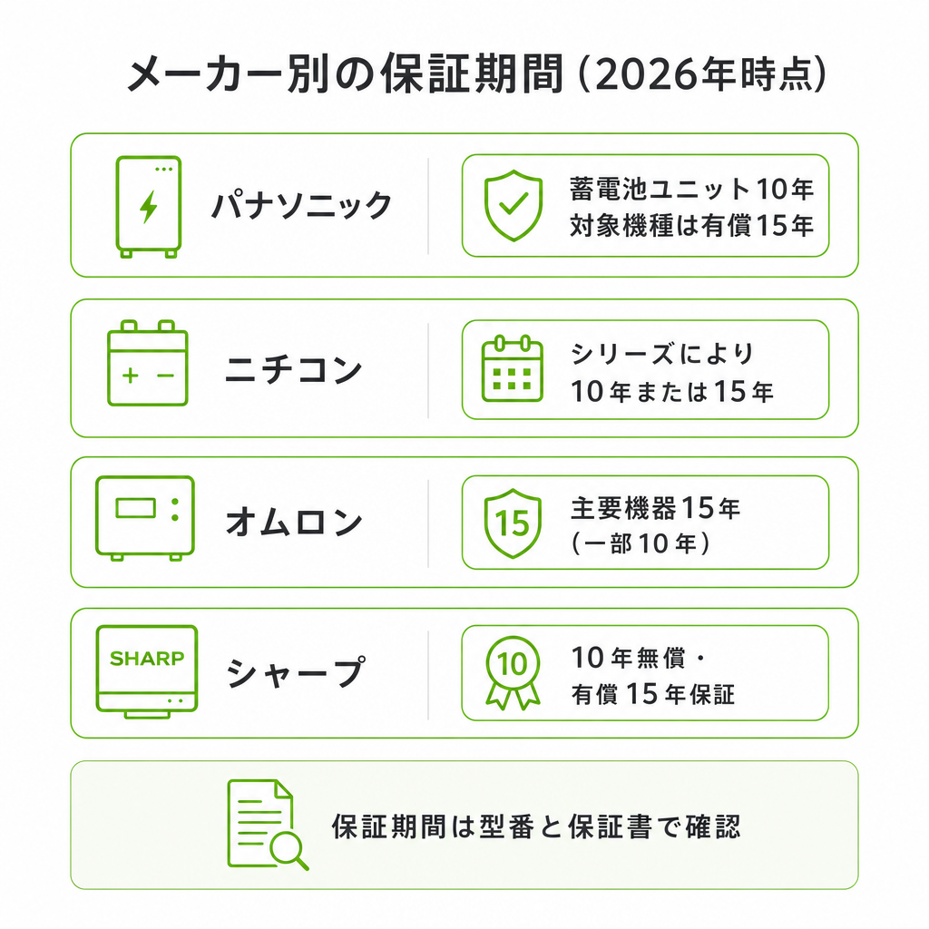メーカー別の保証期間を比較する（2026年時点）のイメージ画像