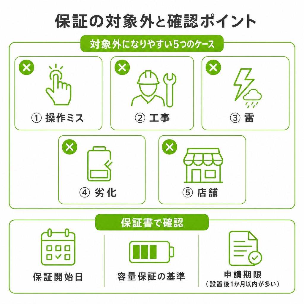 保証の対象外条件と書面確認のポイントのイメージ画像
