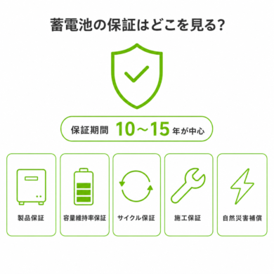 家庭用蓄電池の保証はどこを見る？種類・期間・メーカー比較のアイキャッチ画像
