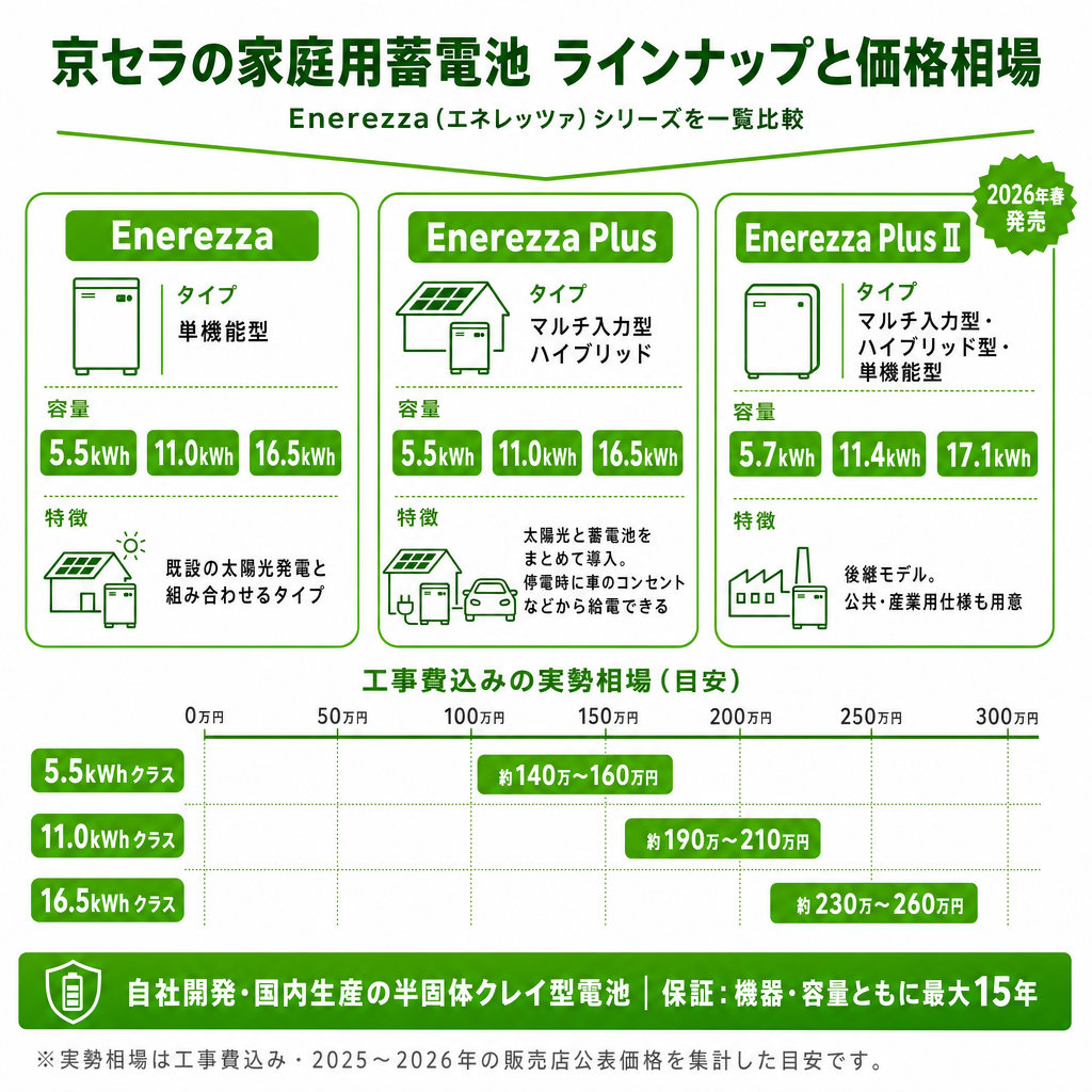 京セラの家庭用蓄電池はどう選ぶ？対応する太陽光発電と価格相場を解説のアイキャッチ画像