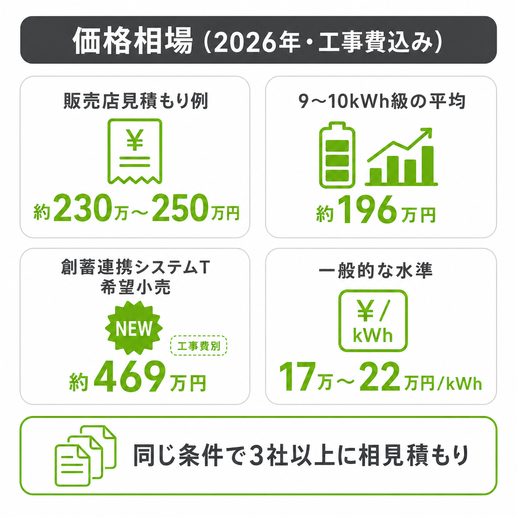 パナソニック蓄電池の価格相場（2026年）のイメージ画像