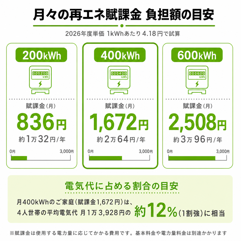 2026年度の単価とご家庭の負担額のイメージ画像
