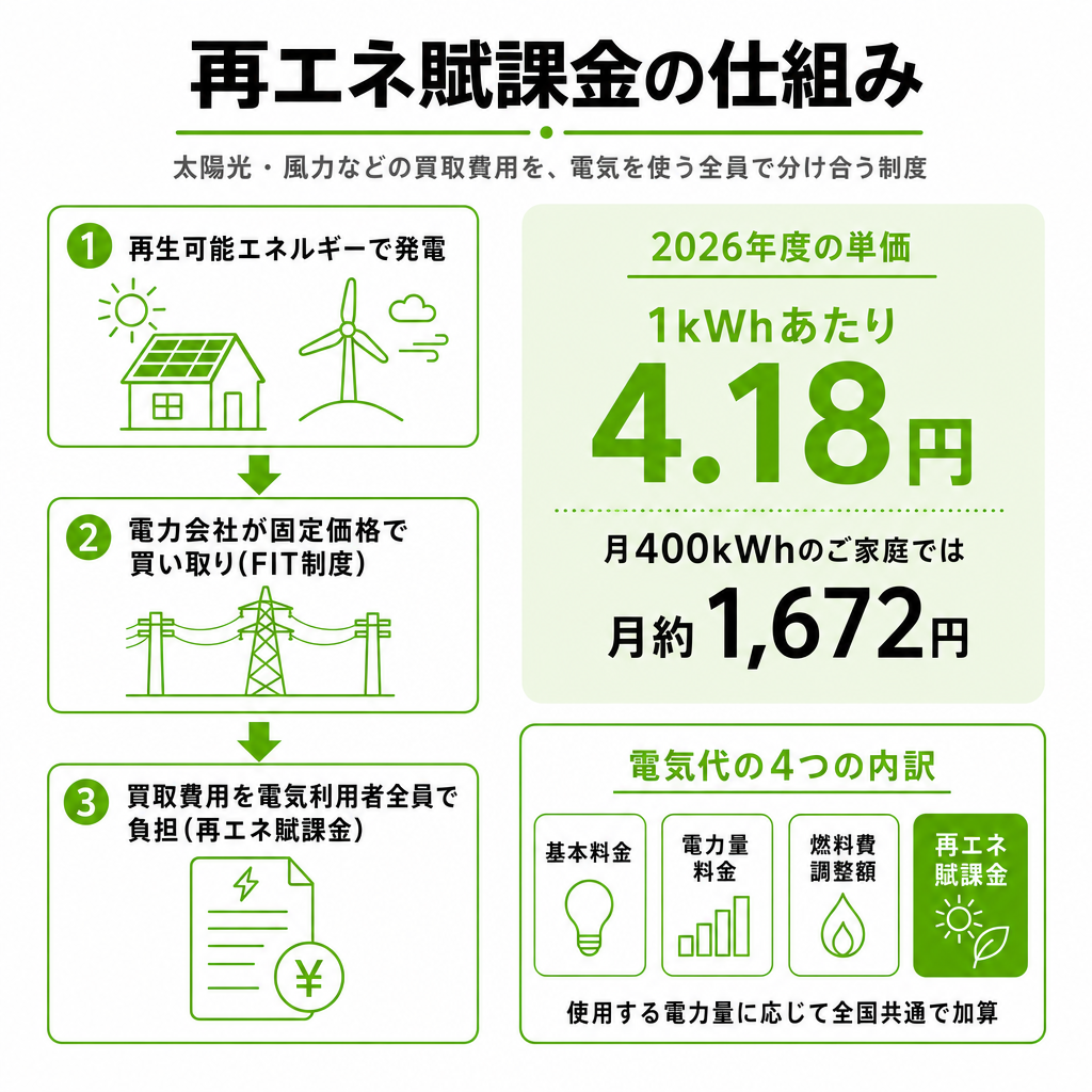 再エネ賦課金の推移と今後の見通し｜電気代への影響と節約方法のアイキャッチ画像