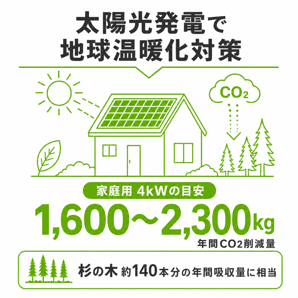 太陽光発電で地球温暖化対策に取り組むイメージ画像