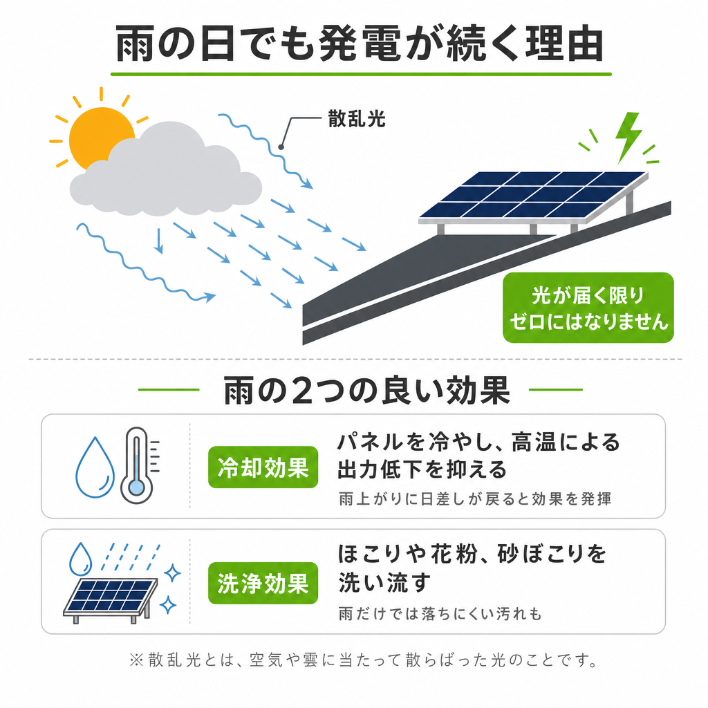 晴れ・曇り・雨の天候別の発電量をゲージで比較したイメージ画像