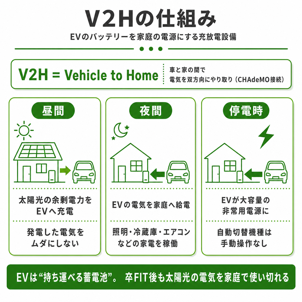 太陽光発電とV2Hの組み合わせとはのイメージ画像