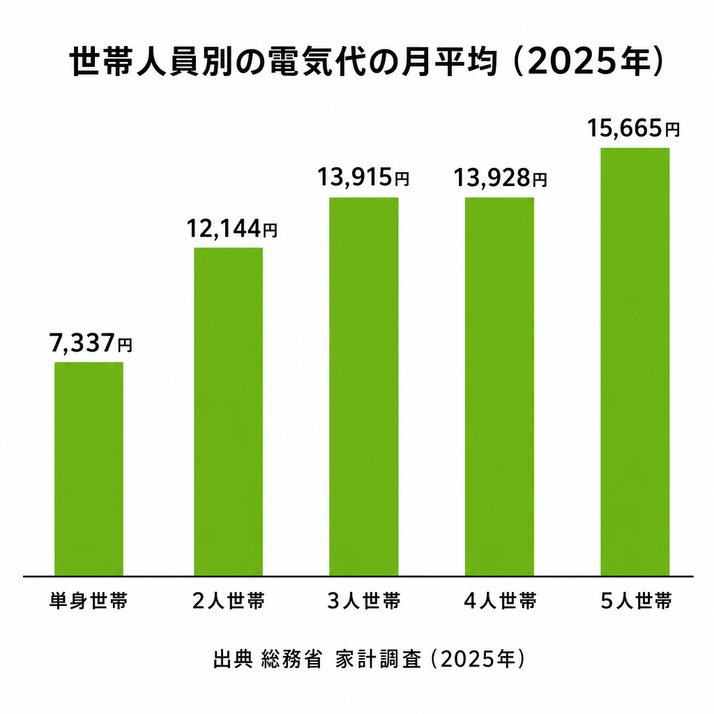 わが家の電気代は平均より高い？世帯別の目安のイメージ画像