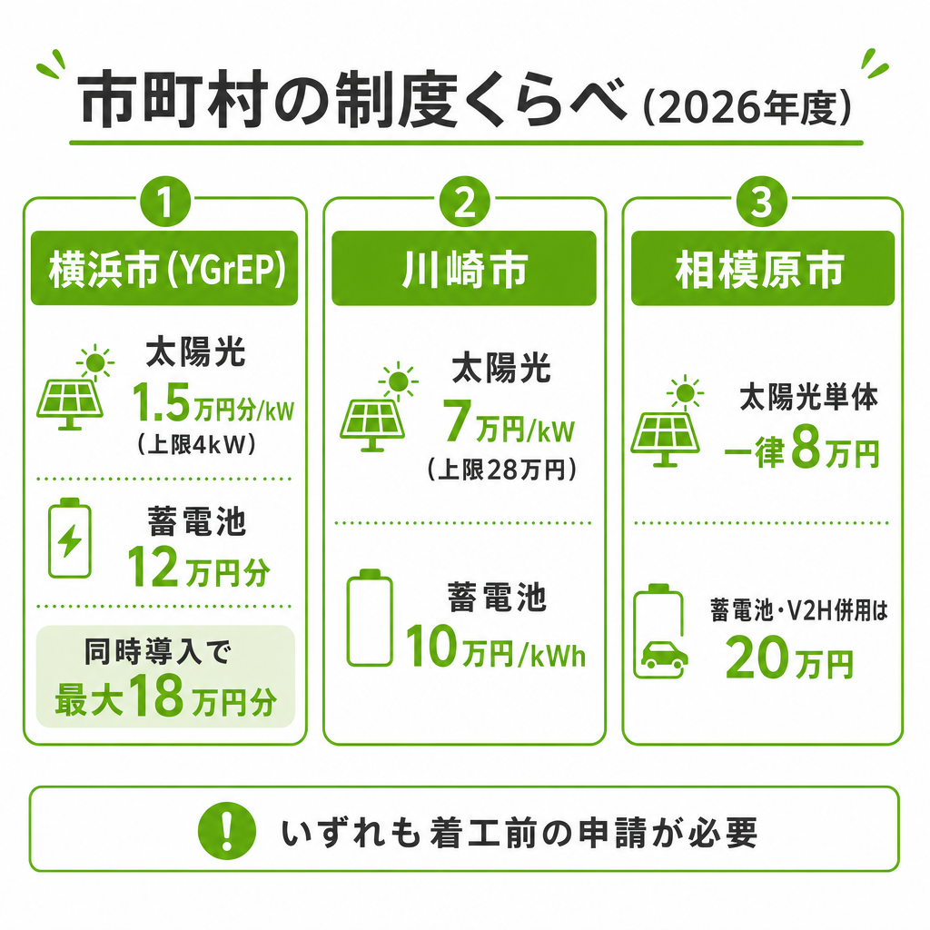 市町村の制度（横浜市・川崎市・相模原市）のイメージ画像