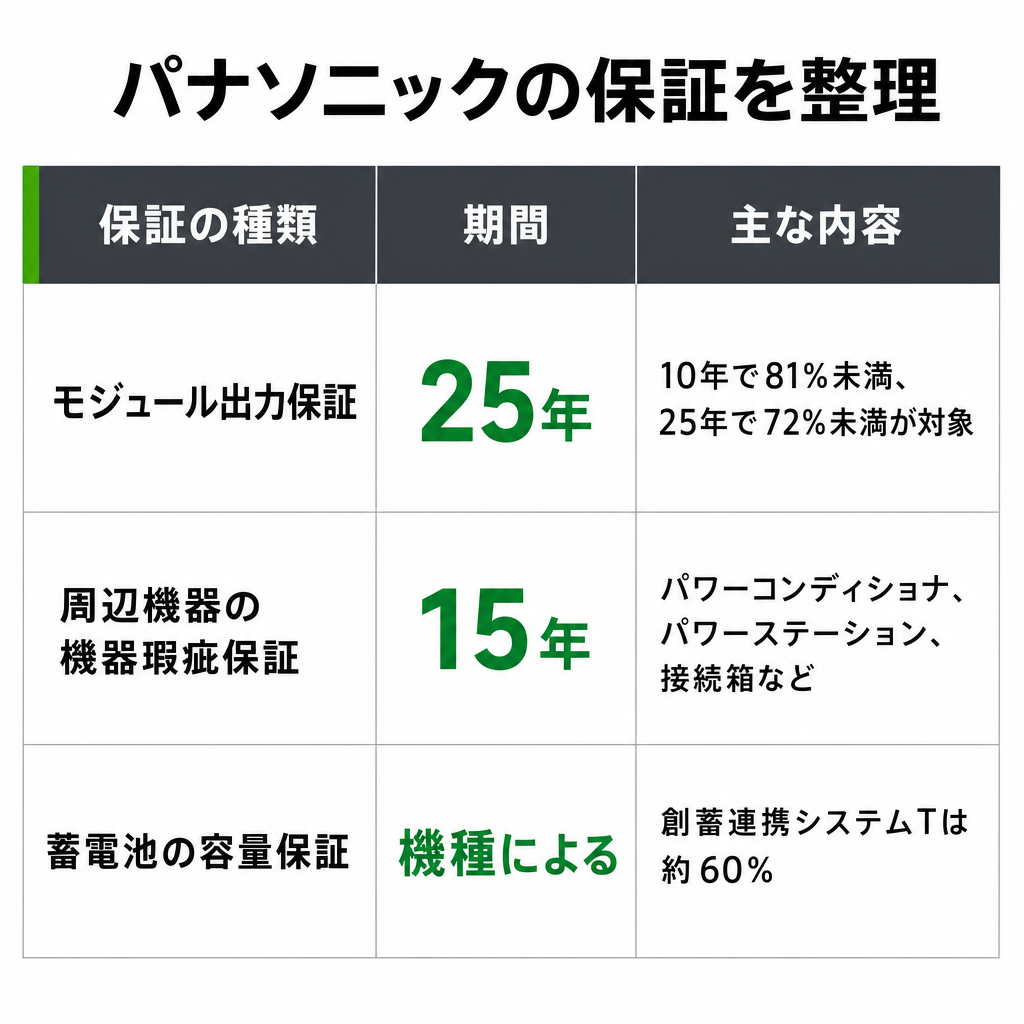 パナソニックの保証の内容のイメージ画像