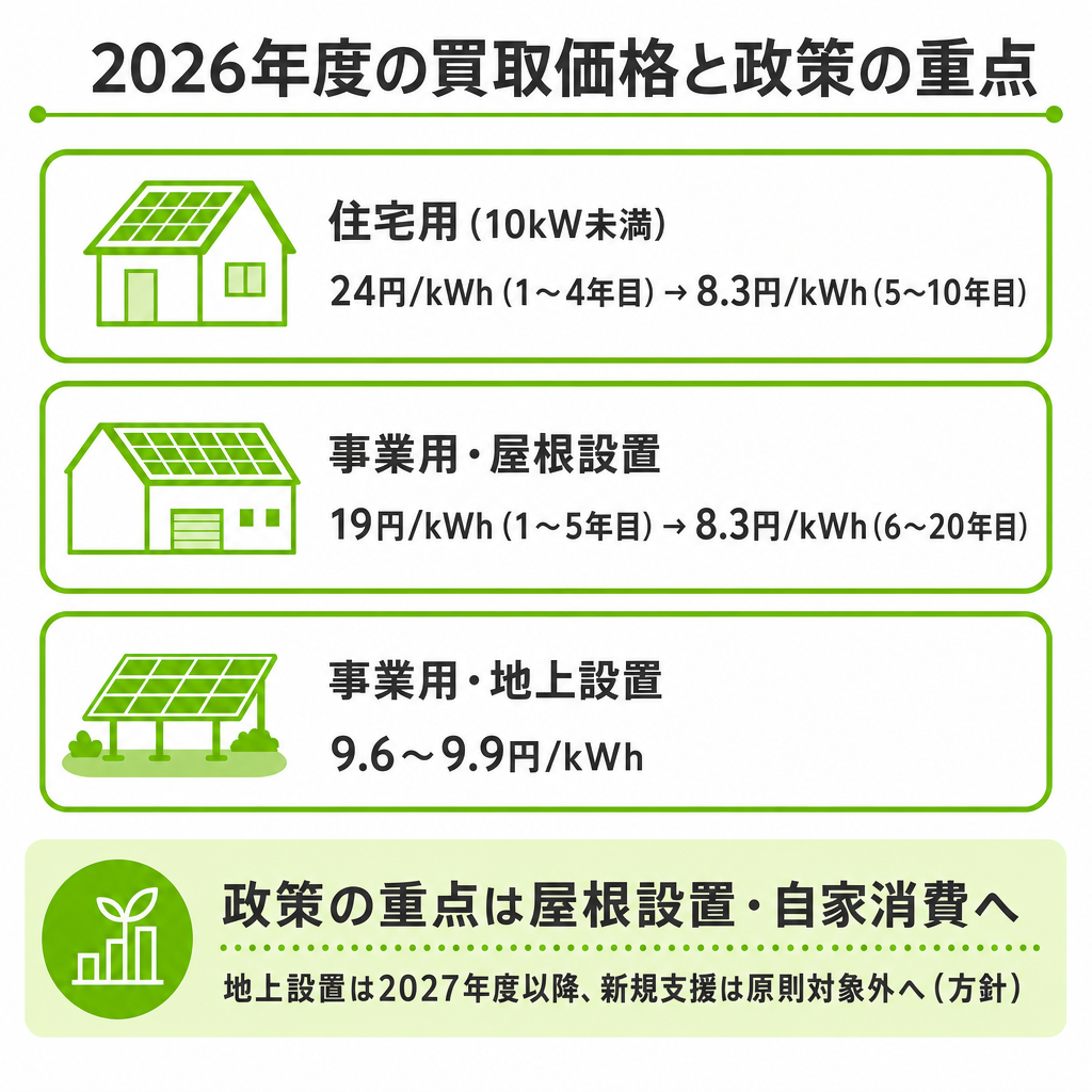 政策の重点は「屋根の上」へ — 2026年度の支援制度の変化のイメージ画像